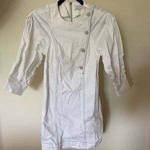 White Button-Detail Dress